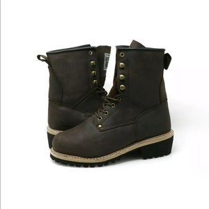 rugged blue logger boots